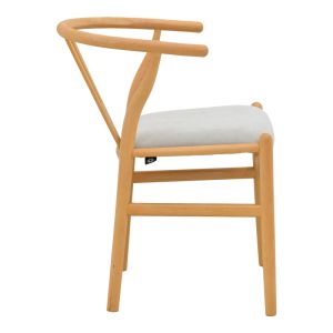Стол Wishbone, каучуково дърво-плат, в естествено сив цвят, 51x58x73см
