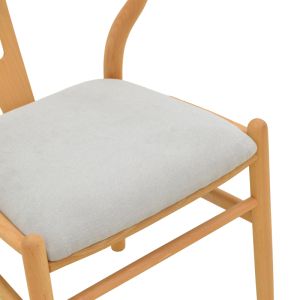 Стол Wishbone, каучуково дърво-плат, в естествено сив цвят, 51x58x73см