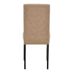 Стол Zeben, антично бежов плат, с черен крак от каучуково дърво, 43.5x55.5x93.5см