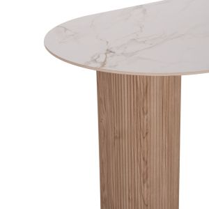 Трапезарна маса Mellow HM18416 Mdf крака - керамичен плот в цвят бял мрамор 180X90X76ВСМ.