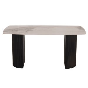 Трапезарна маса Minao HM18418 Mdf крака в тъмно сиво - керамичен плот в бял/кафяв мрамор 160X90X75HСМ