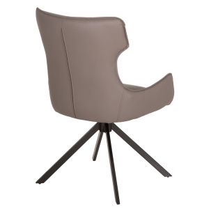 Трапезен стол Kira HM18412.01 от изкуствена кожа в сиво - черни метални крака 56X60X85ВСМ