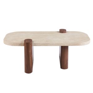 Холна маса Arden HM18435 Mdf плот в цвят травертин камък - Mdf крака в орех 120X60X40ВСМ.