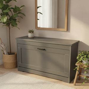 Шкаф за обувки, Mdf, сив цвят