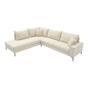 Ъглов десен диван Zenqua бежов плат 291x233x90см