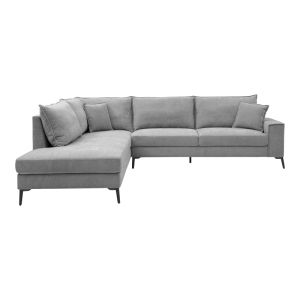 Ъглов десен диван Zenqua сив плат 291x233x90см