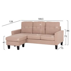 Ъглов диван с обръщаш се ъгъл Meggy HM3297.13 бежов плат 184.5X75-129X86ВСМ.