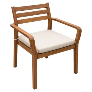 Градински стол HM6543, акациево дърво в естествен цвят - възглавница в светло сиво 54X61X85ВСМ