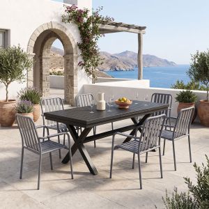 Комплект маса и столове Dagyn Vista 7 части антрацит алуминий 180-240x90x76см