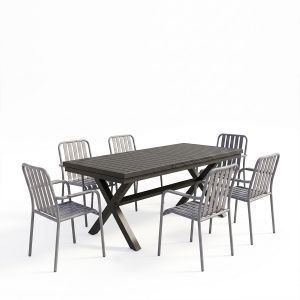 Комплект маса и столове Dagyn Vista 7 части антрацит алуминий 180-240x90x76см