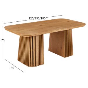 Разтегателна трапезарна маса Verlo HM18436 Mdf в естествен дървен цвят 120/150/180X90X75ВСМ.