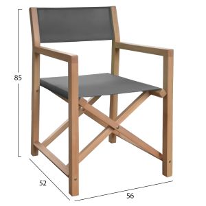 Режисьорски стол Soul HM6524.01 акациево дърво в натурален - сив текстилен 54X51X84ВСМ.