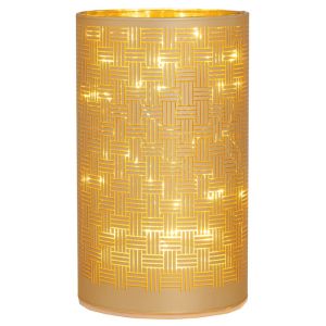 Златен стъклен свещник с Led светлина 9х15см на батерии