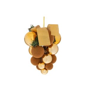 Златист пластмасов комплект за висящи топки (17 бр., 3-6 см) 13X13X17 см