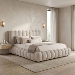 Легло King-size Bubble SM758.03 шенилен плат в светло бежово - за матрак 180X200СМ