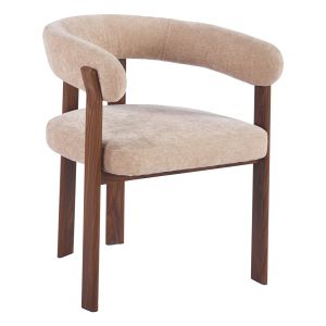 Трапезен стол Shemi HM18476.01 бежов кадифе - метални крака от орех 65X56X79ВСМ.