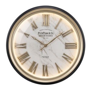 Черно-бежов винтажен стенен часовник със светлина ф75х6ф