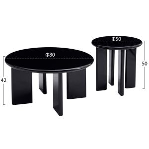 Комплект 2 холни маси Flix HM18452.02 Mdf в черен гланц φ80 и φ50см.