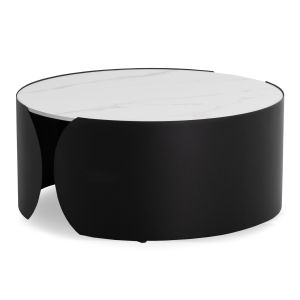 Кръгла холна маса серия Obsession SM18089.02 керамичен плот - черни метални крака Φ80X35ВСМ.