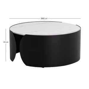 Кръгла холна маса серия Obsession SM18089.02 керамичен плот - черни метални крака Φ80X35ВСМ.