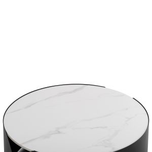 Кръгла холна маса серия Obsession SM18089.02 керамичен плот - черни метални крака Φ80X35ВСМ.