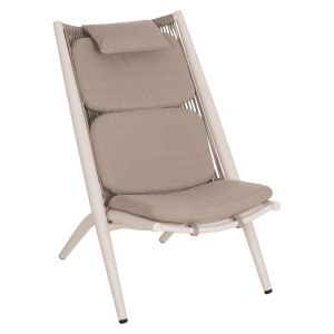 Шезлонг Relax Remus HM6642.02 алуминий в бяло - олефиново въже в бежово 63X87X94ВСМ.