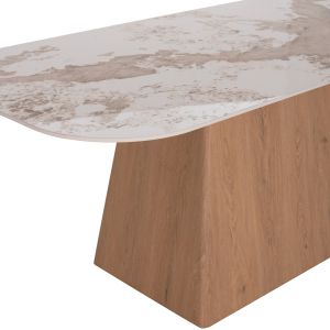 Трапезарна маса Nordu HM18414 Mdf основа - керамичен плот в цвят бял/кафяв мрамор 180X90X76ВСМ.