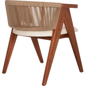 Трапезен стол Brann HM18238.12 тиково дърво-въже-екрю Pu 60X62X76ВСМ.