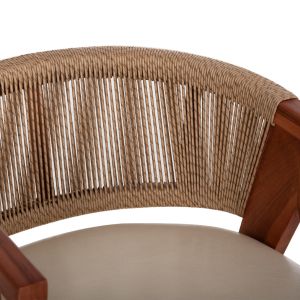 Трапезен стол Brann HM18238.12 тиково дърво-въже-екрю Pu 60X62X76ВСМ.