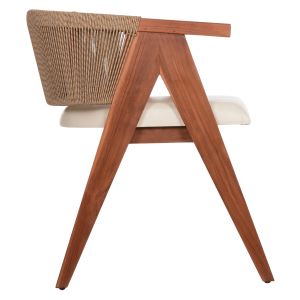 Трапезен стол Brann HM18238.12 тиково дърво-въже-екрю Pu 60X62X76ВСМ.