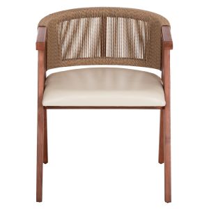 Трапезен стол Brann HM18238.12 тиково дърво-въже-екрю Pu 60X62X76ВСМ.