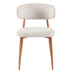 Трапезен стол Kimo HM18459.05 бежов плат - метални крака с дървесен вид 47X48X78ВСМ.