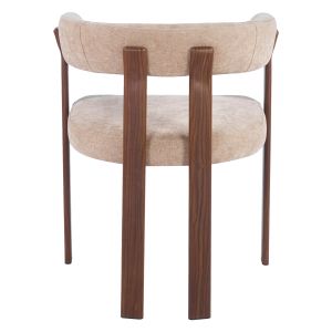 Трапезен стол Shemi HM18476.01 бежов кадифе - метални крака от орех 65X56X79ВСМ.