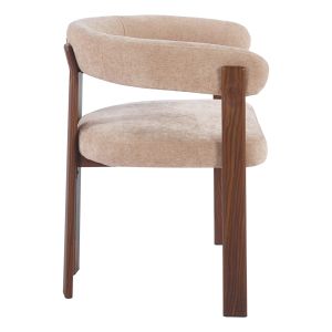 Трапезен стол Shemi HM18476.01 бежов кадифе - метални крака от орех 65X56X79ВСМ.