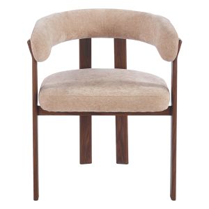 Трапезен стол Shemi HM18476.01 бежов кадифе - метални крака от орех 65X56X79ВСМ.