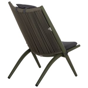 Шезлонг Relax Remus HM6642.07 алуминиево и олефиново въже в маслинено зелено 63X87X94ВСМ.