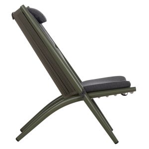 Шезлонг Relax Remus HM6642.07 алуминиево и олефиново въже в маслинено зелено 63X87X94ВСМ.