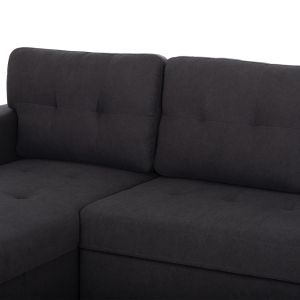 Ъглов разтегателен диван, обърнат, Sal HM3310.11, тъмно сив плат, 213X136X84ВСМ