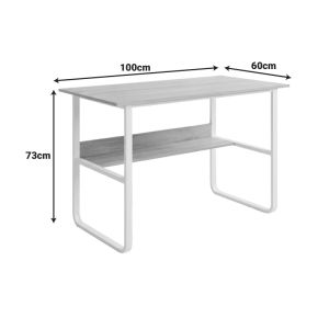Бюро Kela от MDF в цвят дъб и бели метални крака 100x60x73см