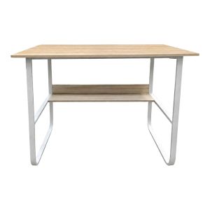 Бюро Kela от MDF в цвят дъб и бели метални крака 100x60x73см