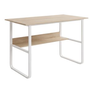 Бюро Kela от MDF в цвят дъб и бели метални крака 100x60x73см