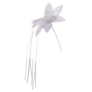 Бяло клонче коледна звезда с висящи кристални връзки φ30х80см