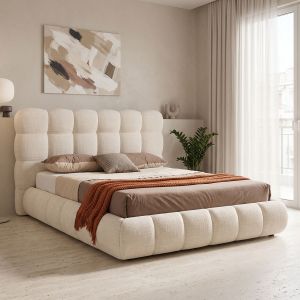 Двойно легло Abena бежов букле плат с място за съхранение 160x200см
