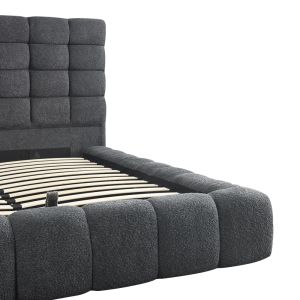 Двойно легло Pernant с място за съхранение, антрацит, букле, плат 160x200 см