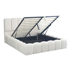 Двойно легло Нарния с място за съхранение кремаво букле 160x200см