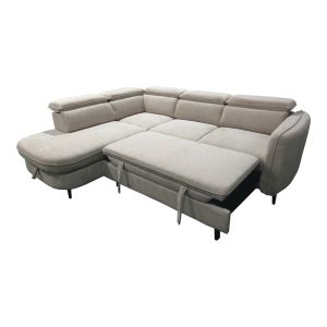 Десен ъглов диван-разтегателен диван Napia бежов плат 249x210x98см