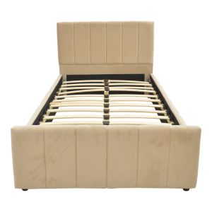 Единично легло Doulia бежово кадифе 100x200см