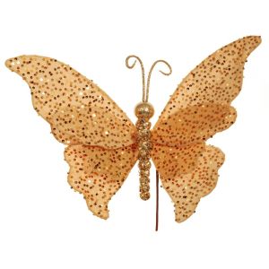 Златна гигантска пеперуда с кристали 90х30х50см