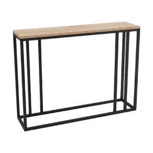 Конзолна маса Cansbia, дъб с черен метал, 100x25x75 см