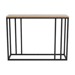 Конзолна маса Cansbia, дъб с черен метал, 100x25x75 см